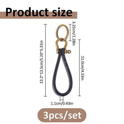3Pcs Cowhide Keychains KEYC-FH0001-79-1