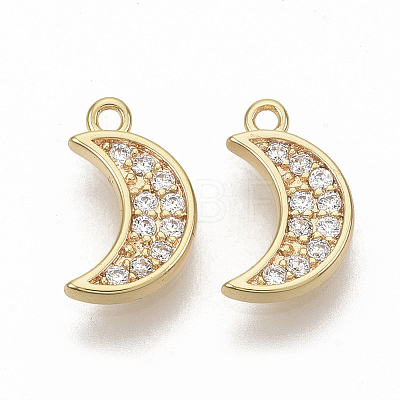 Brass Micro Pave Cubic Zirconia Charms X-KK-T050-30G-NF-1