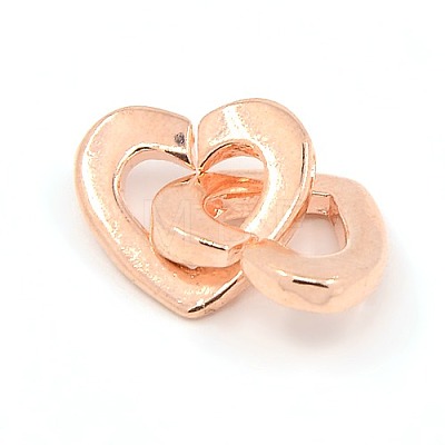 Brass Two Loops Heart Interlocking Clasps for DIY Jewelry KK-M051-01RG-1