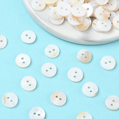 2-Hole Shell Flat Round Buttons BUTT-P012-11-1