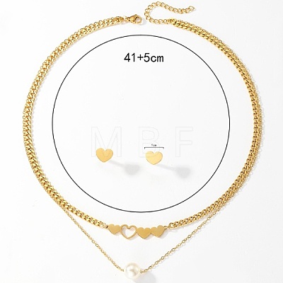 Golden Stainless Steel Jewelry Set QE0758-4-1