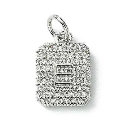 Rack Plating Brass Micro Pave Clear Cubic Zirconia Charms KK-G501-01E-P-1