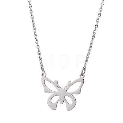 Hollow Butterfly 304 Stainless Steel Pendant Necklaces NJEW-JN04814-01-1
