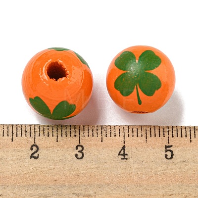 Printed Wood European Beads WOOD-G022-01A-1