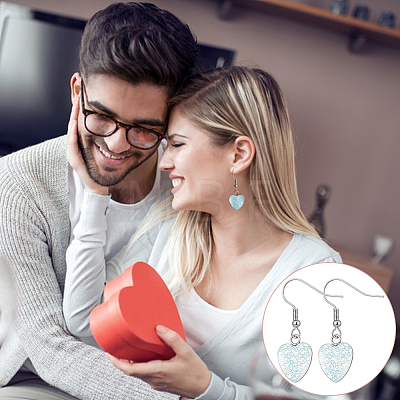 DIY 304 Stainless Steel Heart Dangle Earring Making Kits EJEW-UN0003-34-1