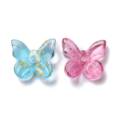 Two Tone Transparent Spray Painted Glass Charms GLAA-T016-22-1