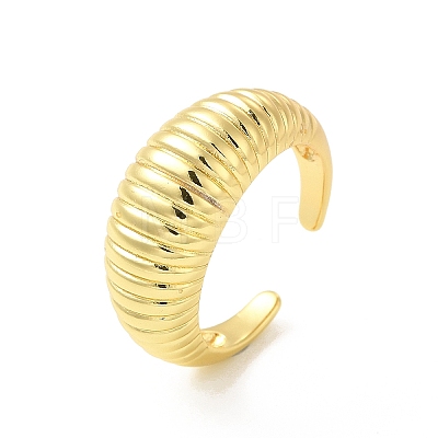 Rack Plating Brass Croissant Open Cuff Ring for Men Women RJEW-D076-06G-1