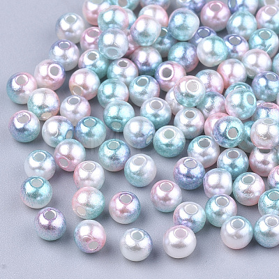 Rainbow ABS Plastic Imitation Pearl Beads OACR-Q174-5mm-05-1