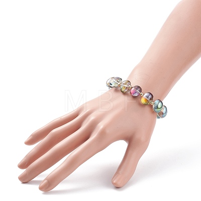 Glass Oval Beaded Stretch Bracelet for Women BJEW-JB08274-1