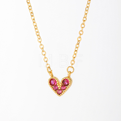 Golden Brass Heart Pendant Necklace for Women WZ0134-3-1-1