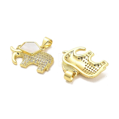 Brass Micro Pave Clear Cubic Zirconia Pendants KK-K365-12B-G-1