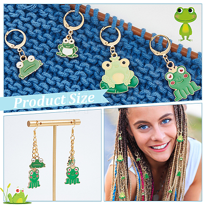 Alloy Enamel Frog Pendant Locking Stitch Markers HJEW-AB00070-1