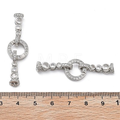 Brass with Clear Cubic Zirconia Fold Over Clasps KK-Z080-09P-1