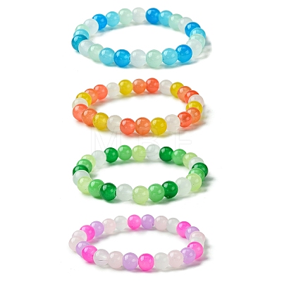 8mm Round Glass Beaded Stretch Bracelets for Women BJEW-JB10873-1