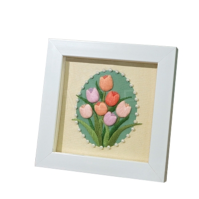 DIY Flower Pattern Photo Frame Embroidery Kits for Beginner PW-WG0A42E-02-1