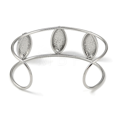 Non-Tarnish 304 Stainless Steel Wide Hollow Textured Opaen Cuff Bangles BJEW-Q348-07P-02-1