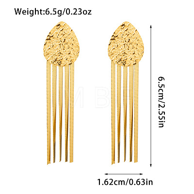 Textured 304 Stainless Steel Tassel Stud Earrings WG495DA-02-1