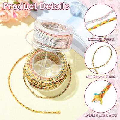 2 Rolls 2 Colors Braided Nylon Chinese Knot Cord WCOR-CJ0001-01-1