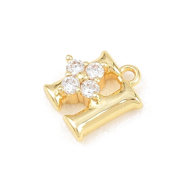Brass Micro Pave Clear Cubic Zirconia Charms KK-Z151-18G-H-1