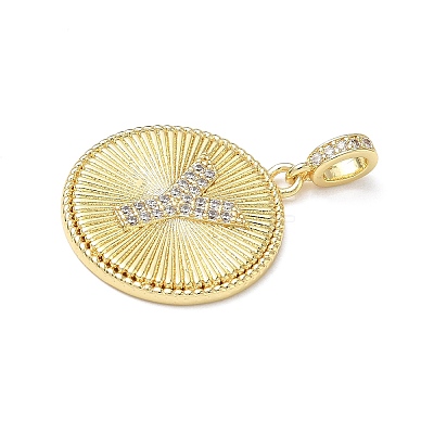 Brass Micro Pave Clear Cubic Zirconia Pendants KK-L253-17G-Y-1