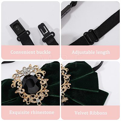 Polyester Bow Tie with Alloy Glass Brooch AJEW-WH0481-784B-1