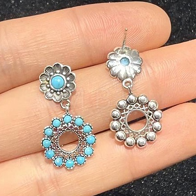 Synthetic Turquoise Dangle Stud Earrings EJEW-C178-01A-1