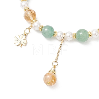 Clover Brass Charm Bracelets BJEW-JB12862-1