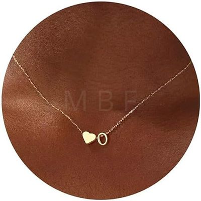 Simple Style Adjustable 316L Surgical Stainless Steel Heart and Initial Pendant Necklaces for Women WG95AEF-15-1