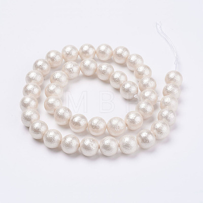 Wrinkle Textured Shell Pearl Beads Strands X-BSHE-F013-02-6mm-1