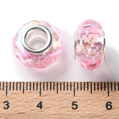 Shell Transparent Brass Cores Acrylic European Beads OACR-M024-08S-02-1