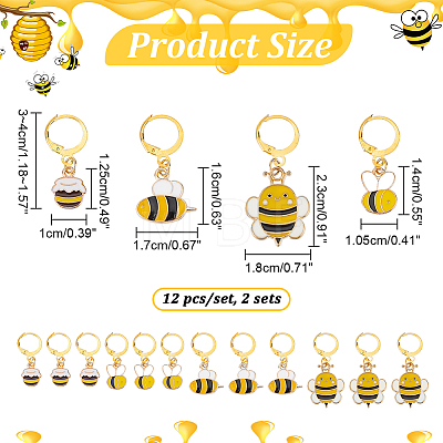 Alloy Enamel Bees & Honey Jar Pendant Locking Stitch Markers HJEW-PH01865-1