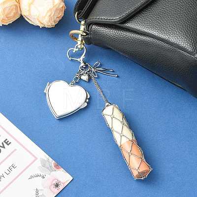 Stainless Steel Portable Lipstick Pouch Pendant Decorations HJEW-FS00108-1