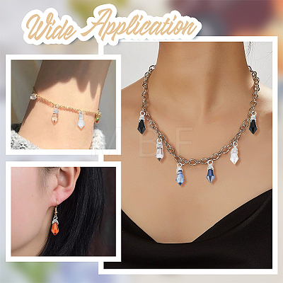48Pcs 8 Color Glass Pendants PALLOY-PH01783-1