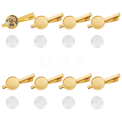 8Pcs Brass Tie Clip Cabochon Settings KK-GO0002-43G-1