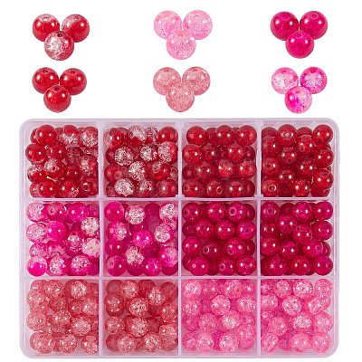 300Pcs 6 Colors Spray Painted Crackle Glass Beads CCG-SZ0001-11A-1