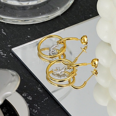 316 Surgical Stainless Steel Stud Dangle Earrings for Women WGF7699-01-1