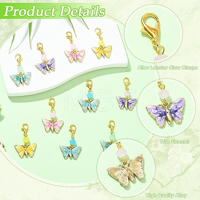 10Pcs 5 Colors Alloy Enamel Pendant Decorations HJEW-YW00459-1