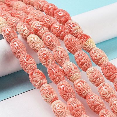Synthetic Coral Carved Beads CORA-D033-B01-A-1