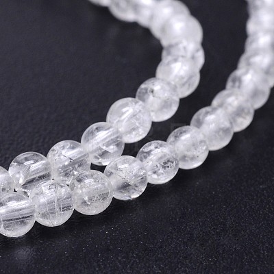 Natural Quartz Crystal Round Beads Strands G-J303-01-4mm-1