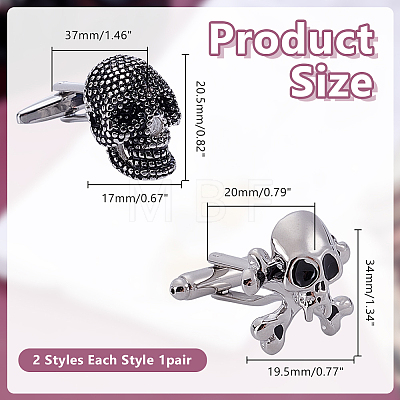 2 Pairs 2 Styles Brass Cufflinks AJEW-AR0005-65-1