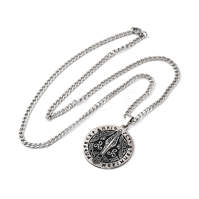 201 Stainless Steel Odin Rune Raven Arrowhead Pendant Twisted Chain Necklaces for Men NJEW-S440-03B-AS-1