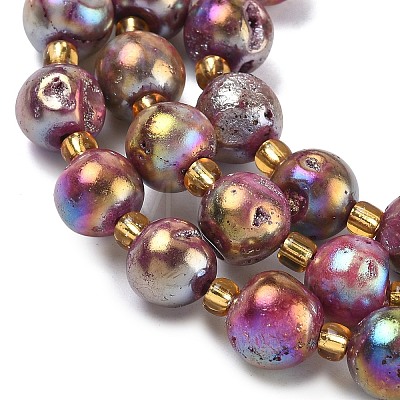 Electroplated Natural Druzy Geode Crystal Beads Strands G-G459-02M-1