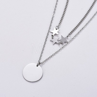 304 Stainless Steel Double Layer Necklaces NJEW-F267-24P-1