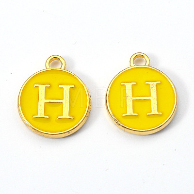 Golden Plated Alloy Enamel Charms X-ENAM-S118-09H-1