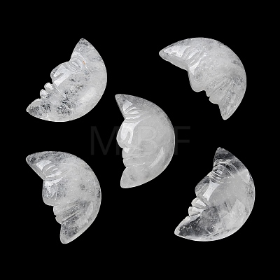 Natural Quartz Crystal Carved Healing Moon with Human Face Figurines G-B062-06F-1