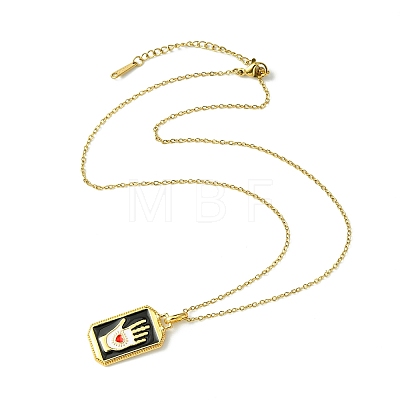 Rectangle Tarot 304 Stainless Steel with Enamel Pendant Necklaces for Women NJEW-G157-01G-02-1