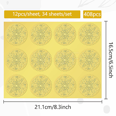 34 Sheets Mandala Self Adhesive Gold Foil Embossed Stickers DIY-WH0509-015-1