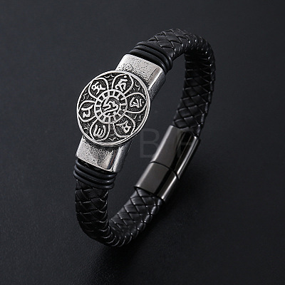 Punk Braided PU Leather Cord Bracelets CP2156-2-1