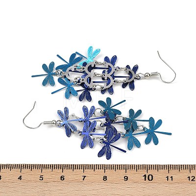 430 Stainless Steel Dragonfly Dangle Earrings EJEW-A137-04P-02-1