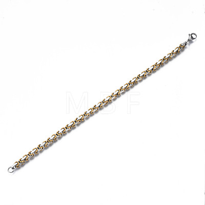 Ion Plating(IP) Two Tone 201 Stainless Steel Byzantine Chain Bracelet for Men Women BJEW-S057-95B-1